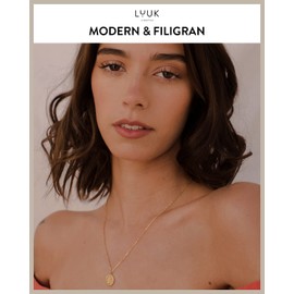 LUUK LIFESTYLE Stainless Steel Necklace With Pendant And Card with Happiness Saying, Lucky Charm, Friendship Necklace, Silver, Gold, Rose Gold, Mountain., gold