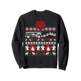 Firefighter Ugly Christmas Sweater Funny Fireman Fire Truck Sweatshirt