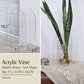 Jarrón de acrílico con forma de arco moderno para bodas, fiestas, centros de mesa, decoración del hogar y la oficina (transparente)