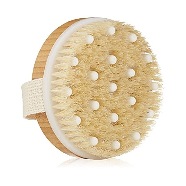 Dry/Wet Body Brush - Natural Boar's Bristle - Remove Dead Skin And Toxins, Cellulite Treatment,Exfoliates, Stimulates Blood Circulation, Massage 2-in-1 (1 pack)