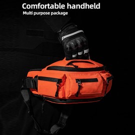 Akozon Riñonera, Riñonera Impermeable de Gran Capacidad con Correa Ajustable para Hombres, Senderismo, Viajes, Camping, Ciclismo, Correr Al Aire Libre, Naranja (ORANGE)