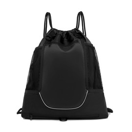 POFET Basketball Drawstring Backpack for Boys and Girls, Foldable Football Volleyball Bag, Sports Bag with Removable Ball Mesh Bag for Gym, Baseball and Yoga