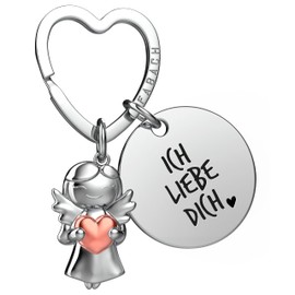 FABACH Love Keyring Guardian Angel Lucky Charm with Heart and Engraving – I Love You Keyring Partner – Girlfriend Gift Love – Angel Keyring Love Gifts, I love you