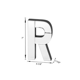 COLLECTIVE HOME - 7-inch Tall Mirrored Glass and Wood Decorative Letter, Home-Bedroom-Office Wall Décor. Perfect Fun Gift to Encourage Girls, Young Ladies & Teens. (R)