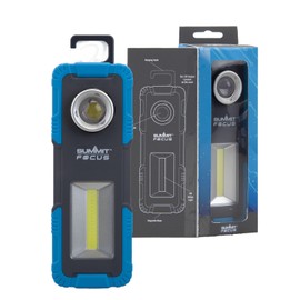 VFM e-Store - Duel Torch Light 1W Light 3W Stripe Beam USB Light, Magnets Base Dimmable Strong LED Outdoors Camping Hiking Holidays Festivals Travel - Black/Blue