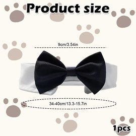 1 pcs Cute Tuxedo Bowtie for Dogs, Adjustable White Collar with Black Bow Tie, Cat Bow Tie Tuxedo for Weddings & Formal Events