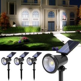 4 Pack Solar Powered Spotlights Outdoor Waterproof Ultra Bright Sunset Spot LED Lights for Tree, Flag, Lawn, Statue, Pool, Outside Landscape Uplighting for Garden, House, Wall, Yard, Cool White