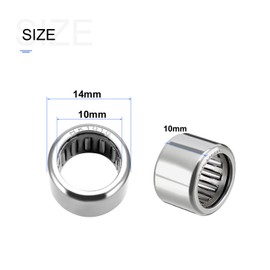METALLIXITY HK1010 Needle Roller Bearings 10mm ID x 14mm OD x 10mm Height 5 Packs, Chromium Steel Open End Thrust Bearing - for Industrial Machinery and Equipment