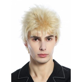WIG ME UP - M-252A-24BT613 Wig Men Women Short Wild Retro 80s Toupeed Like Uncombed Blonde Mix