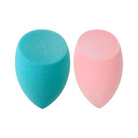 Real Techniques Miracle Mattifying - Esponja de maquillaje dúo, para acabado mate aerógrafo, cobertura media a completa, para base y esponjas de mezcla de belleza, azul y rosa, 2 unidades