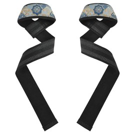 Correas de elevación japonesas de flores clásico azul y dorado, correa antideslizante de 26 pulgadas, para levantamiento de pesas, culturismo, levantamiento de potencia, entrenamiento de fuerza