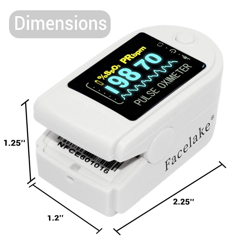 Facelake FL400 Pulse Oximeter with Neck/wrist Cord, Carrying Case and