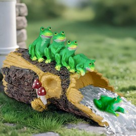 Teaeeno Frog Gutter Downspout Statue,Garden Gutter Downspout Extension,Outdoor Drain Decor,Frog Statue,Home Garden Décor Accents,Splash Block Diverter,Perfect Rain Diverter for 3"x4" Downspout(Green)