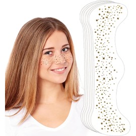 Pecas Cara Tatuaje 6 Piezas de Pecas Doradas Brillantes para Rostro, Tatuajes Temporales de Fantasía, Parches de Maquillaje con Purpurina para Fiestas y Carnaval