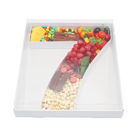 QRQR QRQR 15.7Inch Cardboard Charcuterie Board Number Paper Mache Cut Out Food Sweet Container Tray With Clear Cover (number7)