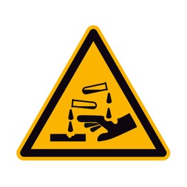 Sticker Warning Sign Warning of Corrosive Substances Warning Sticker ASR/ISO W023 SL50 mm Pack of 12