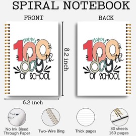 Guymn Trendy Teacher Notebook, Teacher Appreciation Gifts Journal, Best Teachers Gifts for Women Journal, Happy 100 Day of School Hardcover Spiral Notebooks 5.5x8.3 Inch