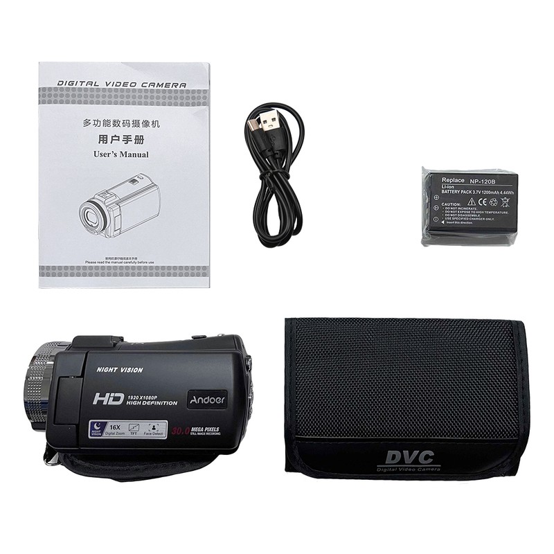 1080P Full HD 16X Digital Zoom Recording Video Camera Portable