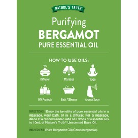 Bergamot Essential Oil | 100% Pure | for Diffusers, Aromatherapy & Sleep | 15ml | Cruelty Free | by Nature's Truth