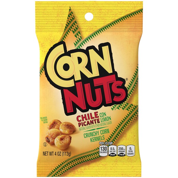 CORN NUTS Chile Picante con Limon Crunchy Corn Kernels Snack, 4 Ounce Bag (Pack of 12)