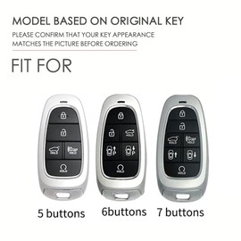 ontto Car Key fob Cover Fit for Hyundai Santa Fe Tucson 2022 Nexo NX4 Atos Solaris Prime 2021 Key case TPU Smart Key Shell Holder Bag Keychain Keyring Decorative Accessories 6 Buttons Red