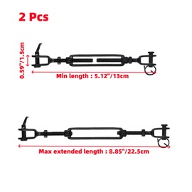 Oedema 2 Pcs Turnbuckle M5 304 Stainless Steel Jaw and Jaw Turnbuckles Heavy Duty for Tensioning Cable Wire Outdoor String Lights