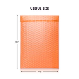 TONESPAC 25pcs #3 9x12 inches Poly Bubble Mailers Padded Envelopes Waterproof Self-Seal Shipping Bags - Orange