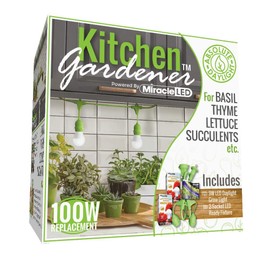 Miracle LED Kitchen Gardener 2-Socket LED Grow Light Bulb Kit with Absolute Daylight Plus Full Spectrum Bulbs and 3' Fixture (6-Pack - 6 Cords, 12 Bulbs)