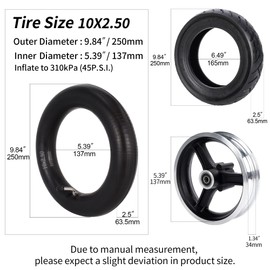 RUTU 10x2.50/2.75 Inner Tubes Thicker 45%- 10" Scooter Tube Set Compatible with Electric Scooter, Smart Self-Balance Scooters & Boards with TR87 36v 48v 400w 500w 800w Hub Motor Mijia M365-2 Pack