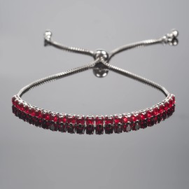 ZAVANA Adjustable Bracelets for Womens. Silver Bracelet for Women with Red Stones. Delicate Red Bracelets for Women with Adjustable Bead Fastening.