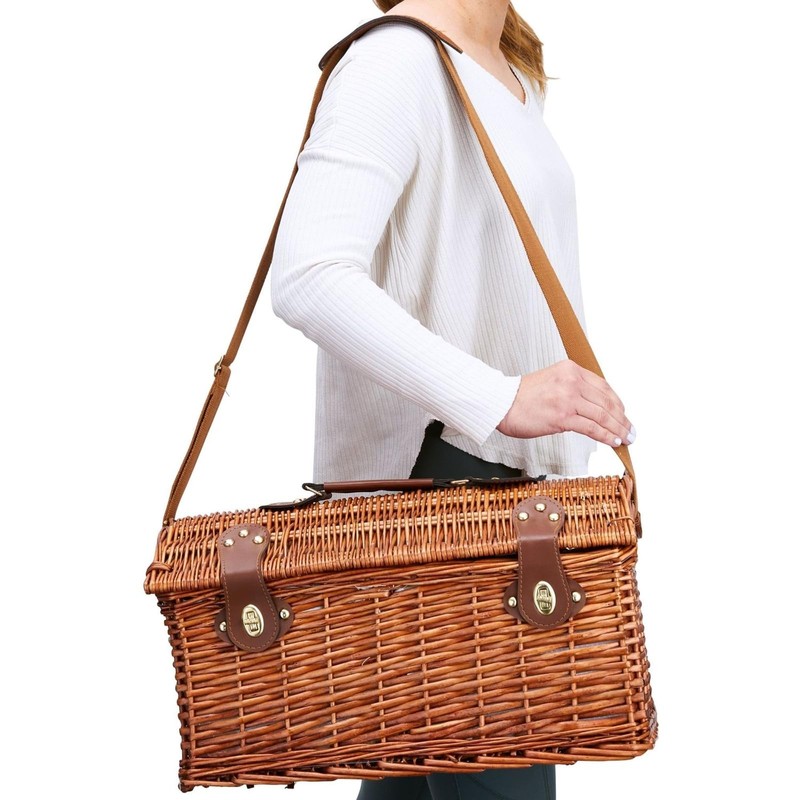 Juvale Picnic Basket for 4 People - 18.1 x 12.2