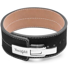 Yes4All Sports Leather Weight Lifting Lever Belt for Powerlifting | Robust Alloy Steel Buckle | Men & Women | Strongman | 10mm Thick | Easy to Use