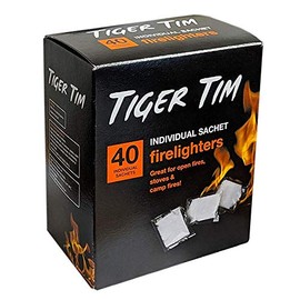 Tiger Tim Stove Fire Lighters In A Box, 40 In A Tub