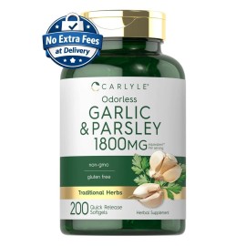 Ajo y Perejil Sin Olor 1800 mg 200 Cápsulas Blandas | Suplemento Herbal