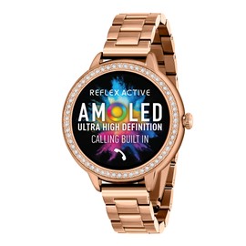 Reflex Active Series 41 Amoled Smart Watch for Women with Sports Modes, Heart Rate, Make/Answer Calls, Music Player, GPS, Step Counter, Cycle Tracking and Stone Set Rose Gold Bracelet for Android IOS