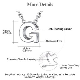 FOCALOOK Women's Necklace with A to Z Letter Pendant in Silver, S925 Silver Chain Jewellery for Lover/Mother/Daughter/Girlfriend for Birthday/Valentine's Day/Christmas/Mother's Day, Length 40.5 cm,