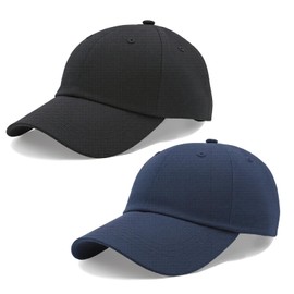 2 Pack Classic Adjustable Baseball Cap, Unconstructed Plain Hats for Men Women, Outdoor Activities Black Navy Blue