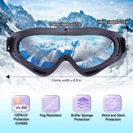 EasYoung 2-Pack Ski Goggles, Compatible Snowboard Goggles for Kids, Teens, Youth, Boys, Girls, Men and Women, Motorcycle Goggles, Wind Resistance Goggles
