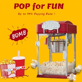 Popcorn Popper Machine-4 OZ Vintage Professional Popcorn Maker Theater Style with Nonstick Kettle Warming Light and Serving Scoop. (Blue)