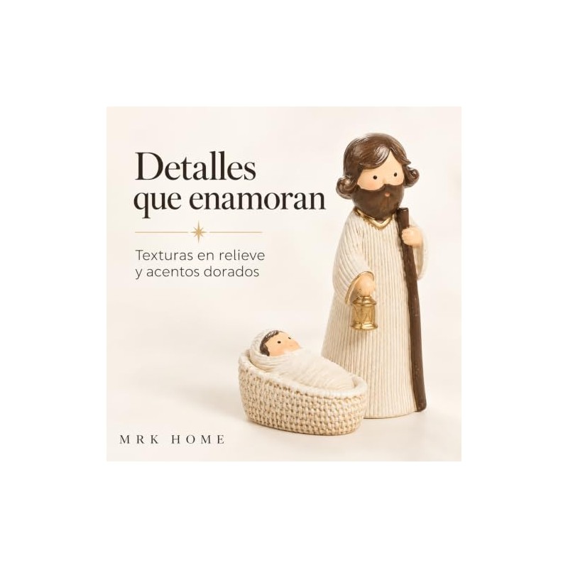 Nacimiento Navideño Pequeño de 8 Piezas, Figuras Blanco Marfil y