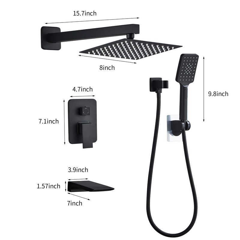 LCEVCGK Shower Faucet Set Complete Matte Black Shower System with