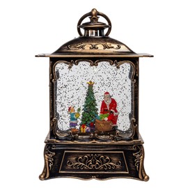 Kurt Adler 8.86-inch Battery Operated LED Santa Swirling Water Lantern