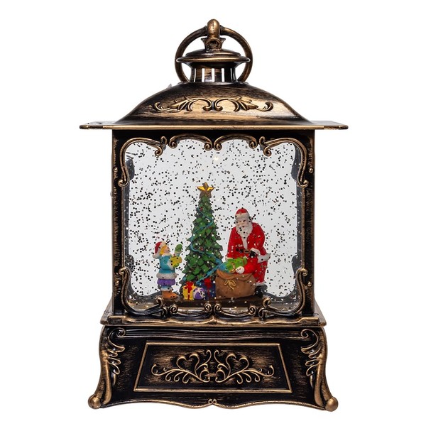 Kurt Adler 8.86-inch Battery Operated LED Santa Swirling Water Lantern