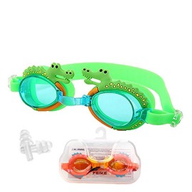 June Sports Kids Swim Goggles, Cartoon Animal Swimming Goggles with Free Protection Case for Children Teens Bungee Straps Anti Fog, UV Protection No Leaking,Multiple Cute Styles Crocodile SG7