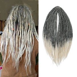 Dsoar MT1B/613# Thin 0.6 cm Long Double-Ended Synthetic Dreadlock Extensions, 50 cm, 10 Strands, Crochet Hair, Long Crochet Braids, Hip-Hop Style Soft Dreads, Hair Extensions