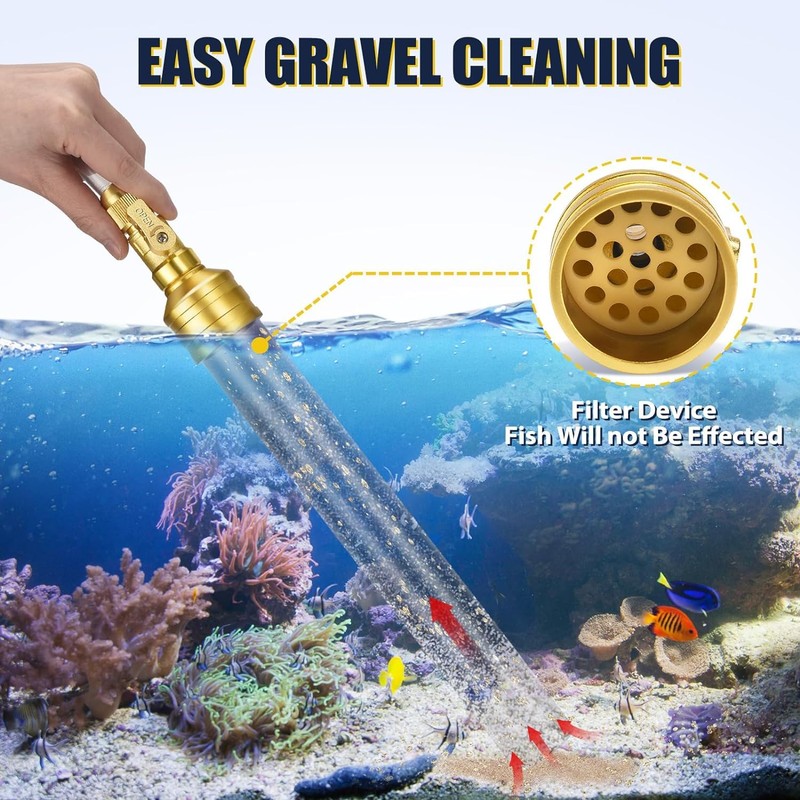 GADFISH Gravel Vacuum for Aquarium Water Changer Fish Tank Cleaning