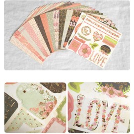 Huralona Vintage Scrapbooking Paper Pad 6”x6” 52 Sheets Decorative Origami Scrapbook Paper Pack (Pink, 6x6 Inches)