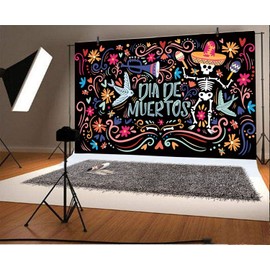 Leyiyi 5x3ft Day of The Dead Backdrop Dia De Muertos Old Classroom Grunge Graffiti Blackbaord Skull Bone Body Photo Background Vintage Mexico Holiday Adults Children Portrait Shoot Vinyl Studio Prop