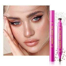 Light Brown Freckle Stamp with Eyeliner Pen,Natural Lifelike Freckle Makeup Pen Magic Freckle Color,Waterproof Longlasting Fake Freckles Stain Marker Pencil Face Decoration for Sunkissed Makeup,Vegan