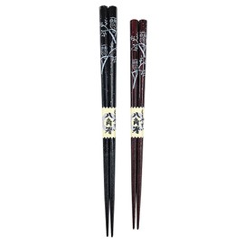 Couple Chopsticks Octagonal Owl Black Red Dishwasher Safe Design Paulownia Box with Wrapping for Wedding Anniversary Gift Parents (Paulownia Box Design 4)